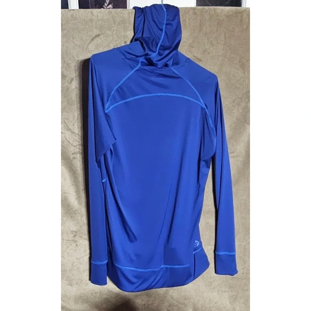 Under Armour HeatGear Green Hoodie Womens XL Royal Blue Semi-Fitted Activewear - Picture 3 of 7